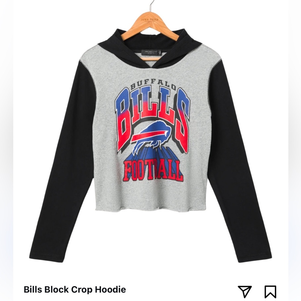 Buffalo Bills Crop Hoodie - Black & Gray